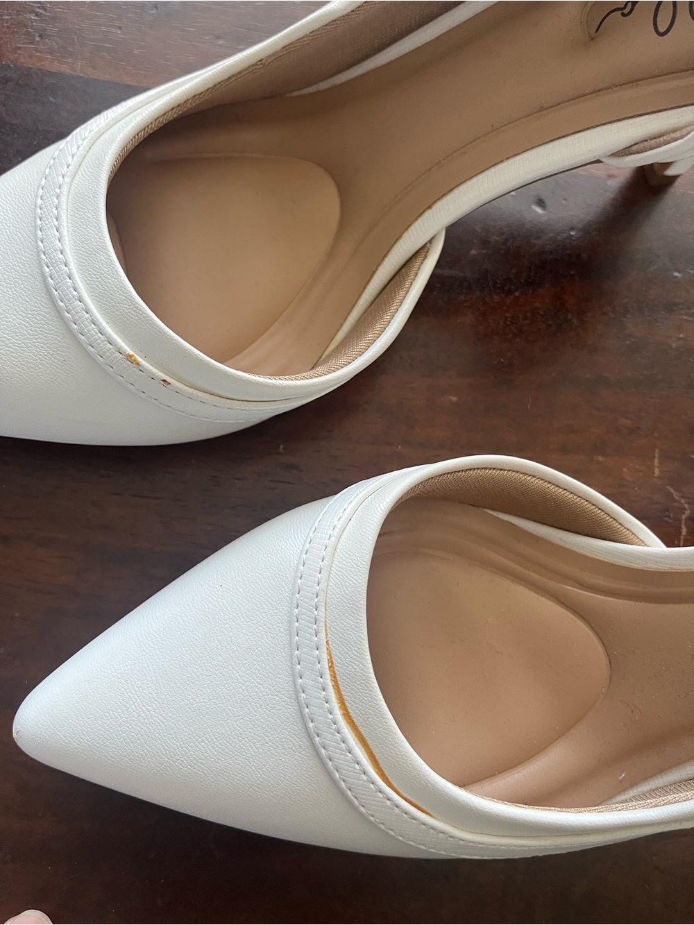 Abella White Pointed-Toe Mid-Heel Pumps - Picture 3 of 5